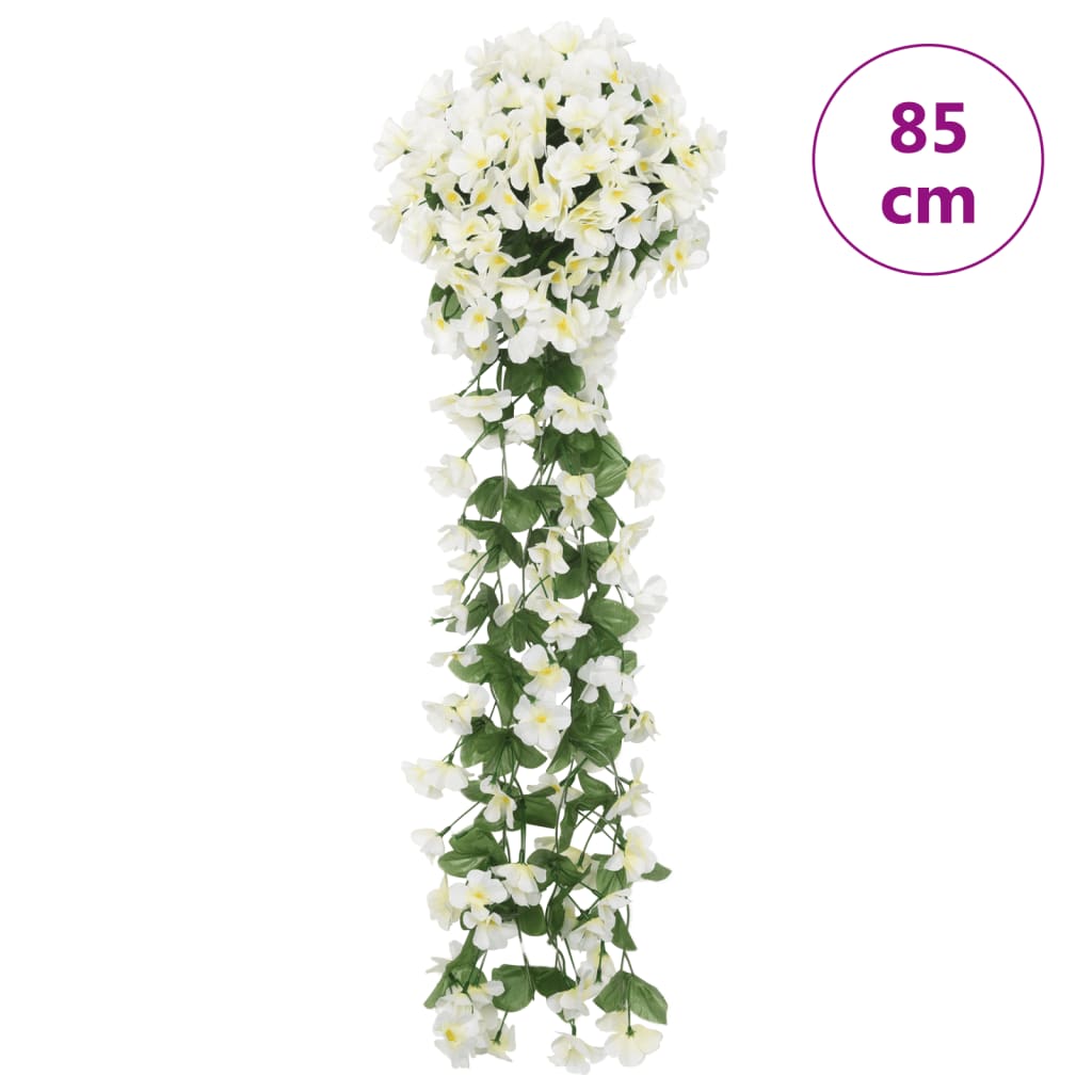 vidaXL Dirbtinių gėlių girliandos, 3vnt., baltos spalvos, 85cm