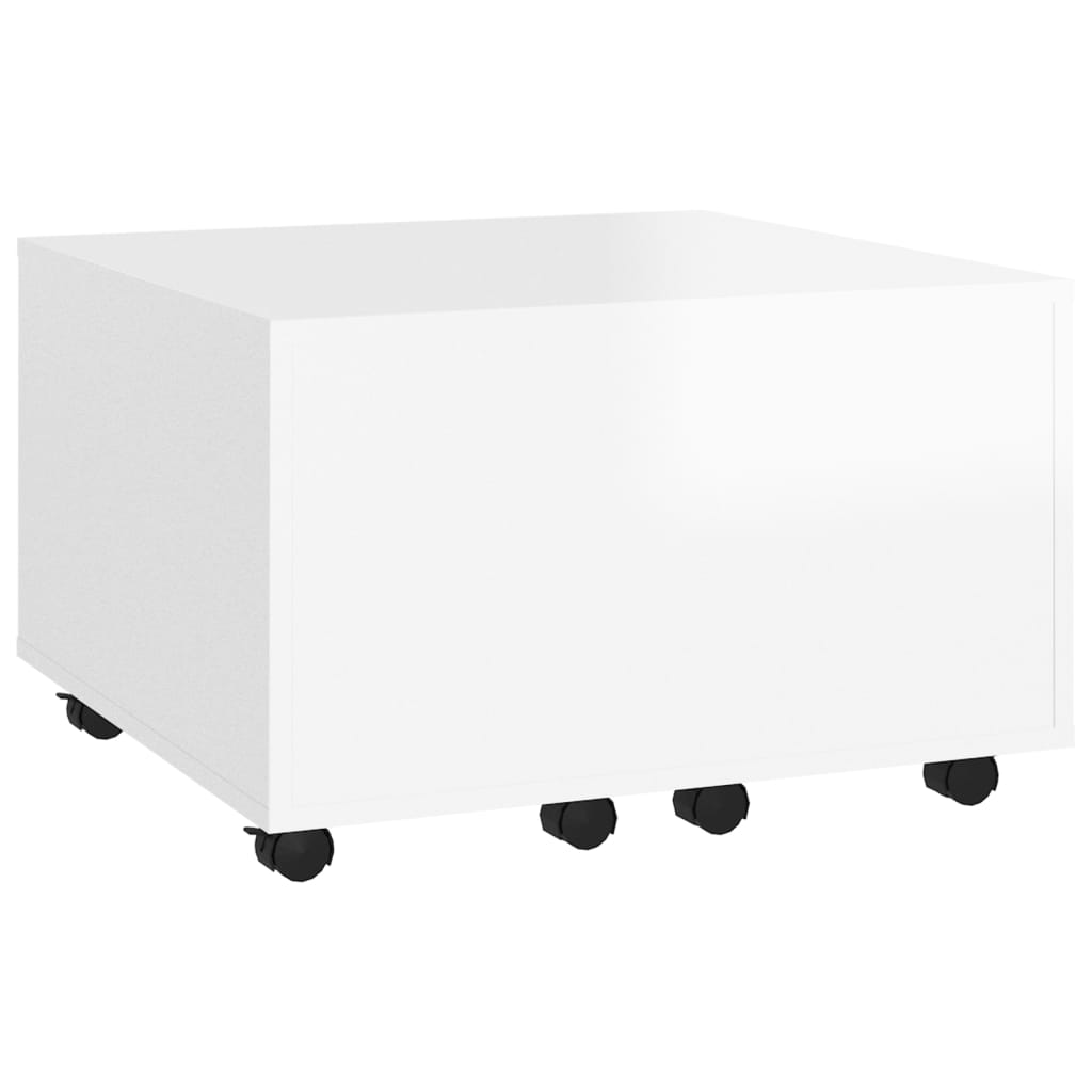 vidaXL Kavos staliukas, baltos spalvos, 60x60x38cm, MDP, blizgus