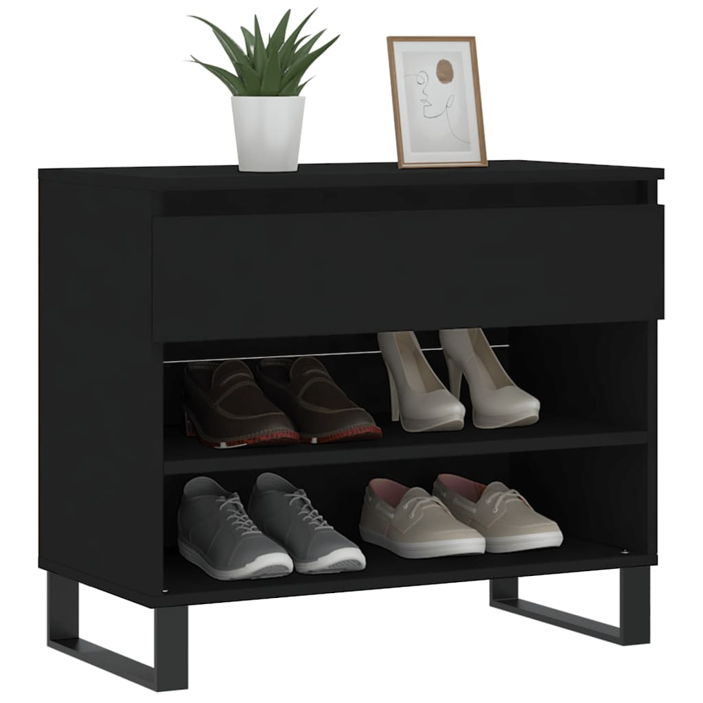 vidaXL Spintelė batams, juodos spalvos, 70x36x60cm, apdirbta mediena
