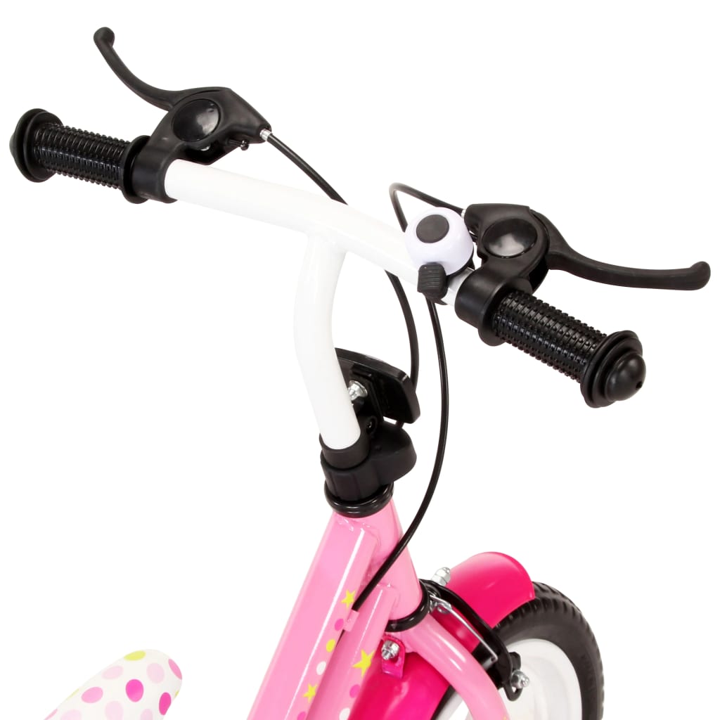 vidaXL Vaikiškas dviratis, baltos ir rožinės spalvos, 12 colių ratai