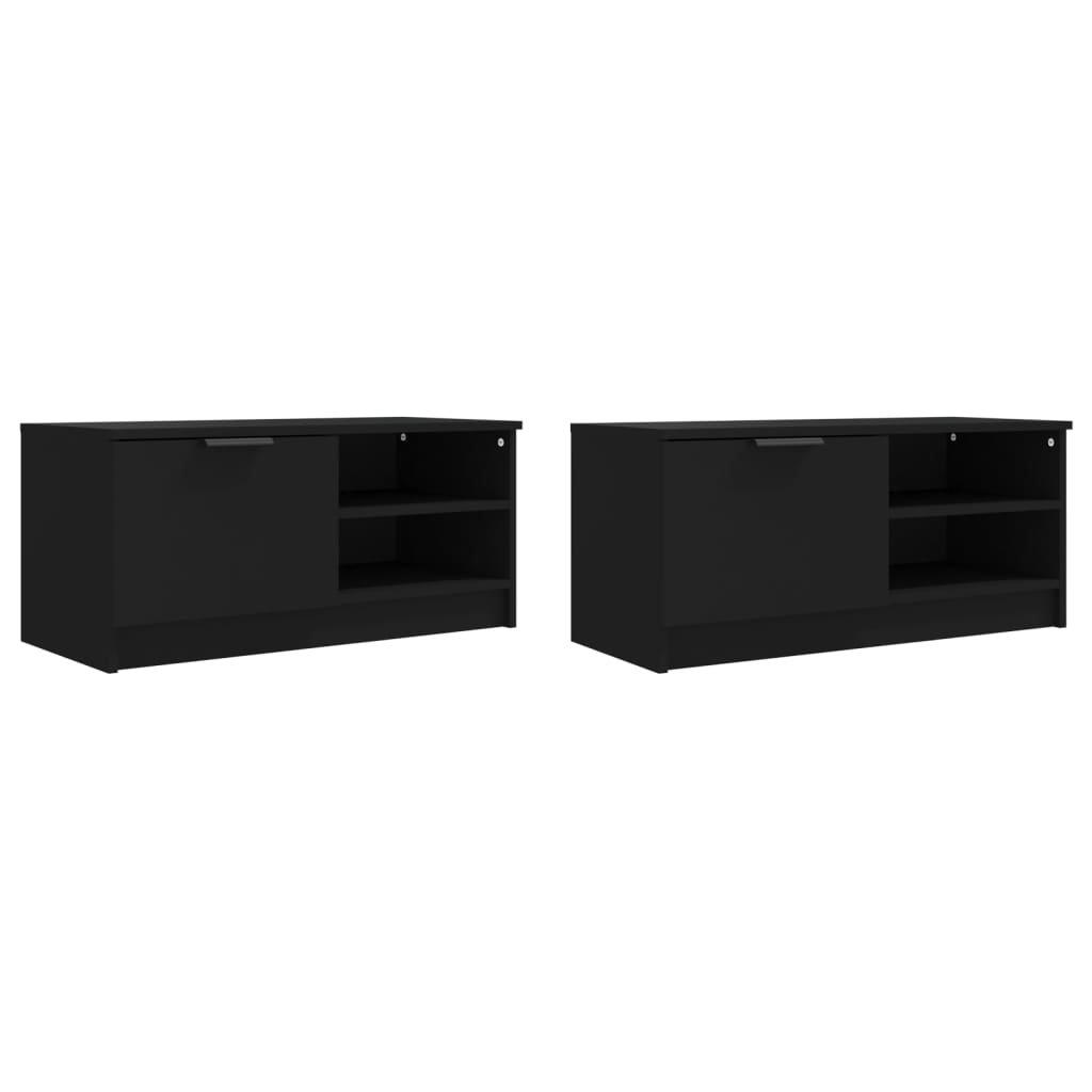 vidaXL Televizoriaus spintelės, 2vnt., juodos, 80x35x36,5cm, mediena