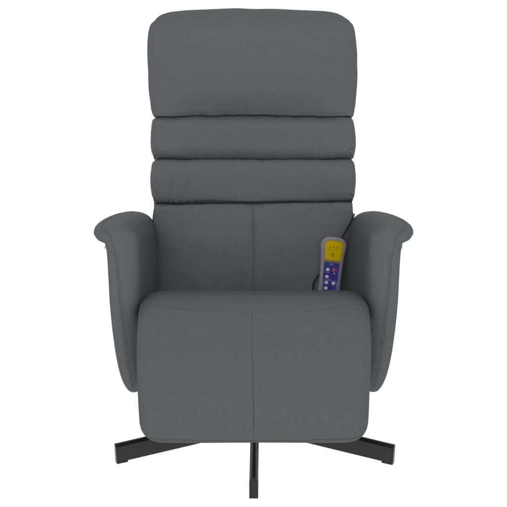 vidaXL Atlošiama masažinė kėdė su pakoja, pilkos spalvos, dirbtinė oda