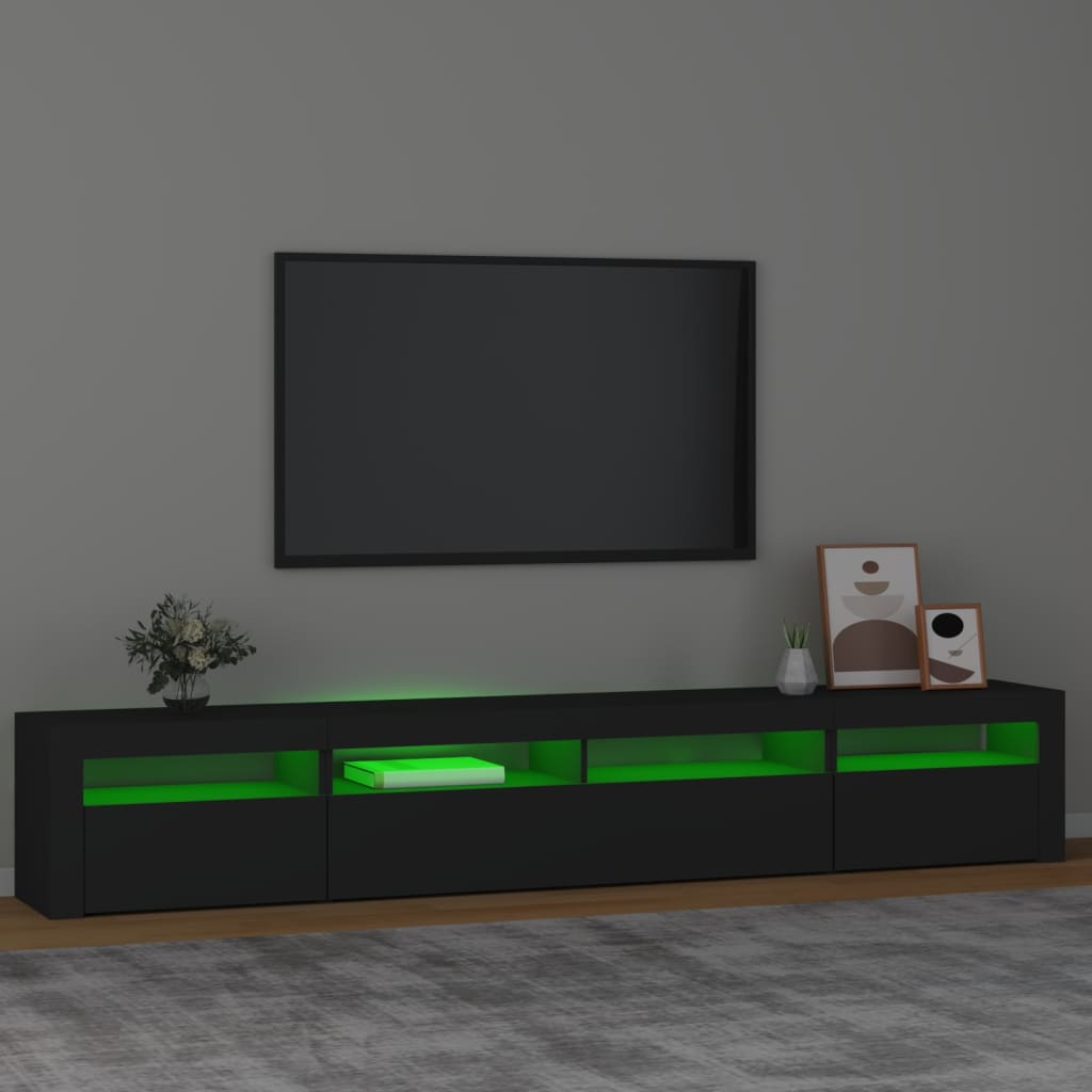 vidaXL Televizoriaus spintelė su LED apšvietimu, juoda, 240x35x40cm