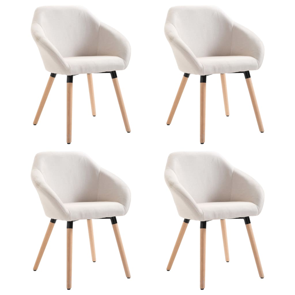 vidaXL Valgomojo kėdės, 4 vnt., kreminės spalvos, audinys (2x283461)