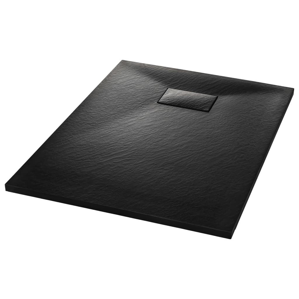 vidaXL Dušo padėklas, juodos spalvos, 100x70 cm, lieto lakšto junginys