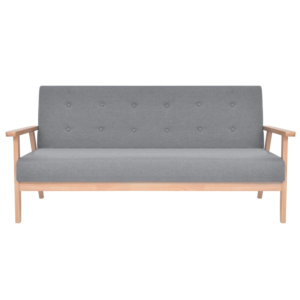vidaXL Trivietė sofa, šviesiai pilkos spalvos, audinys