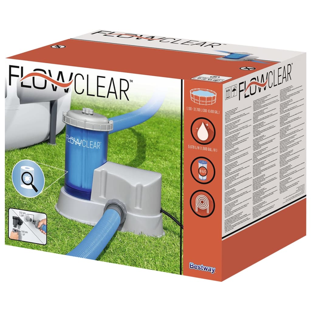 Bestway Flowclear Siurblys su kasetiniu filtru, skaidrus