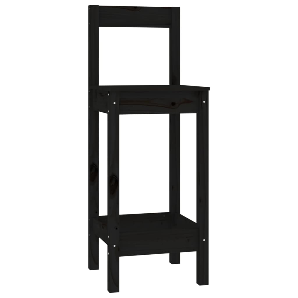 vidaXL Baro kėdės, 4vnt., juodos spalvos, pušies medienos masyvas