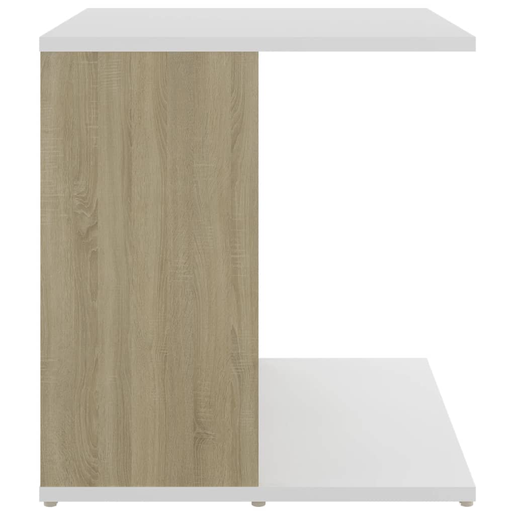 vidaXL Šoninis staliukas, baltos ir ąžuolo spalvos, 45x45x48cm, MDP