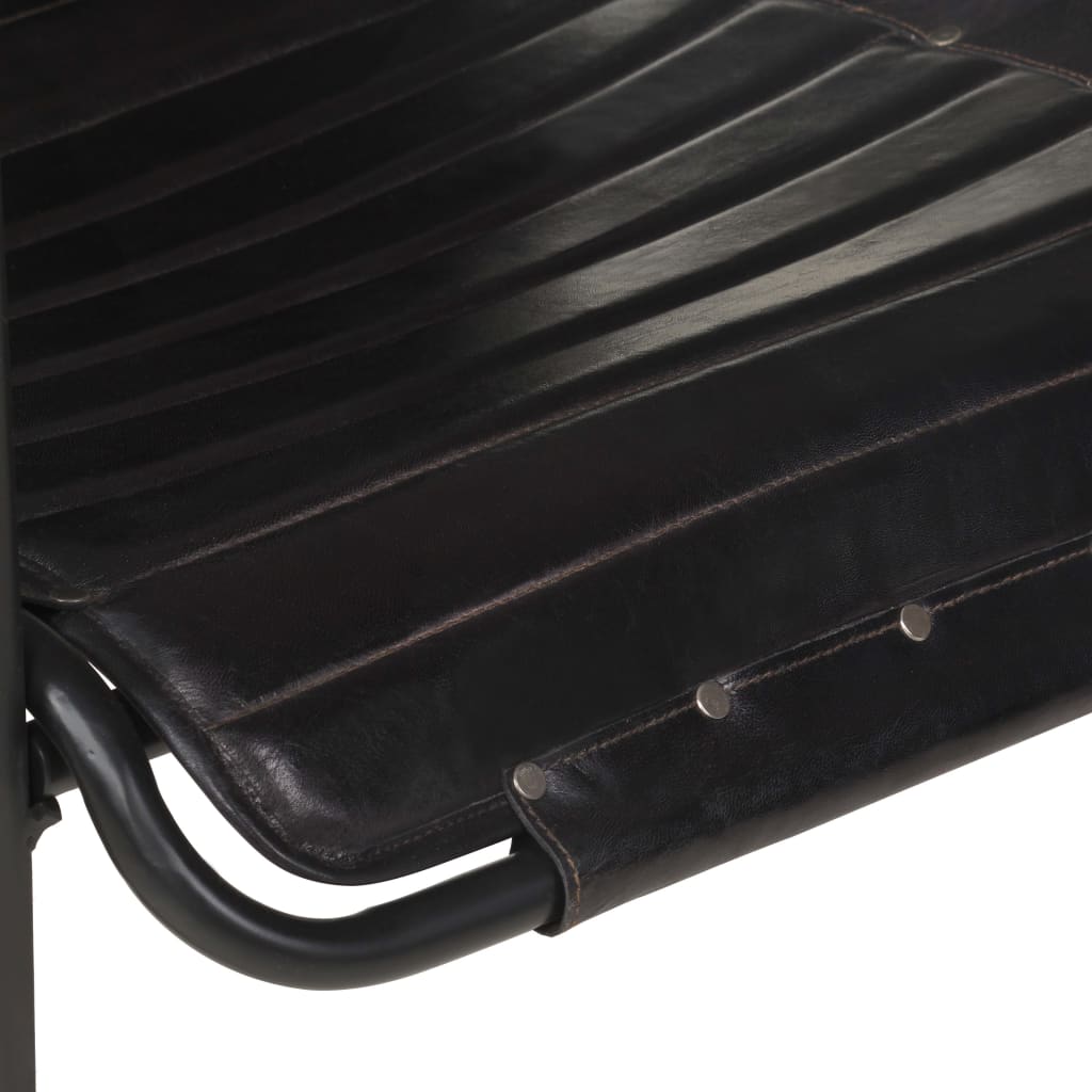 vidaXL Poilsio krėslas su pakoja, juodos spalvos, tikra oda