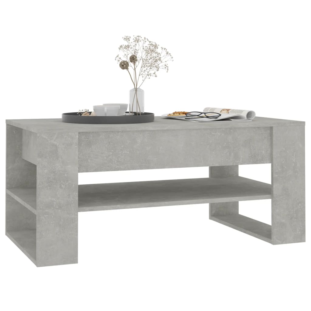 vidaXL Kavos staliukas, betono pilkas, 102x55x45cm, apdirbta mediena
