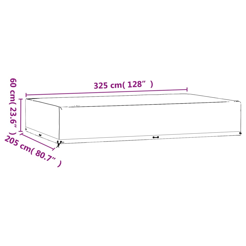 vidaXL Sodo baldų uždangalas, 325x205x60cm, 16 kilpučių, stačiakampis