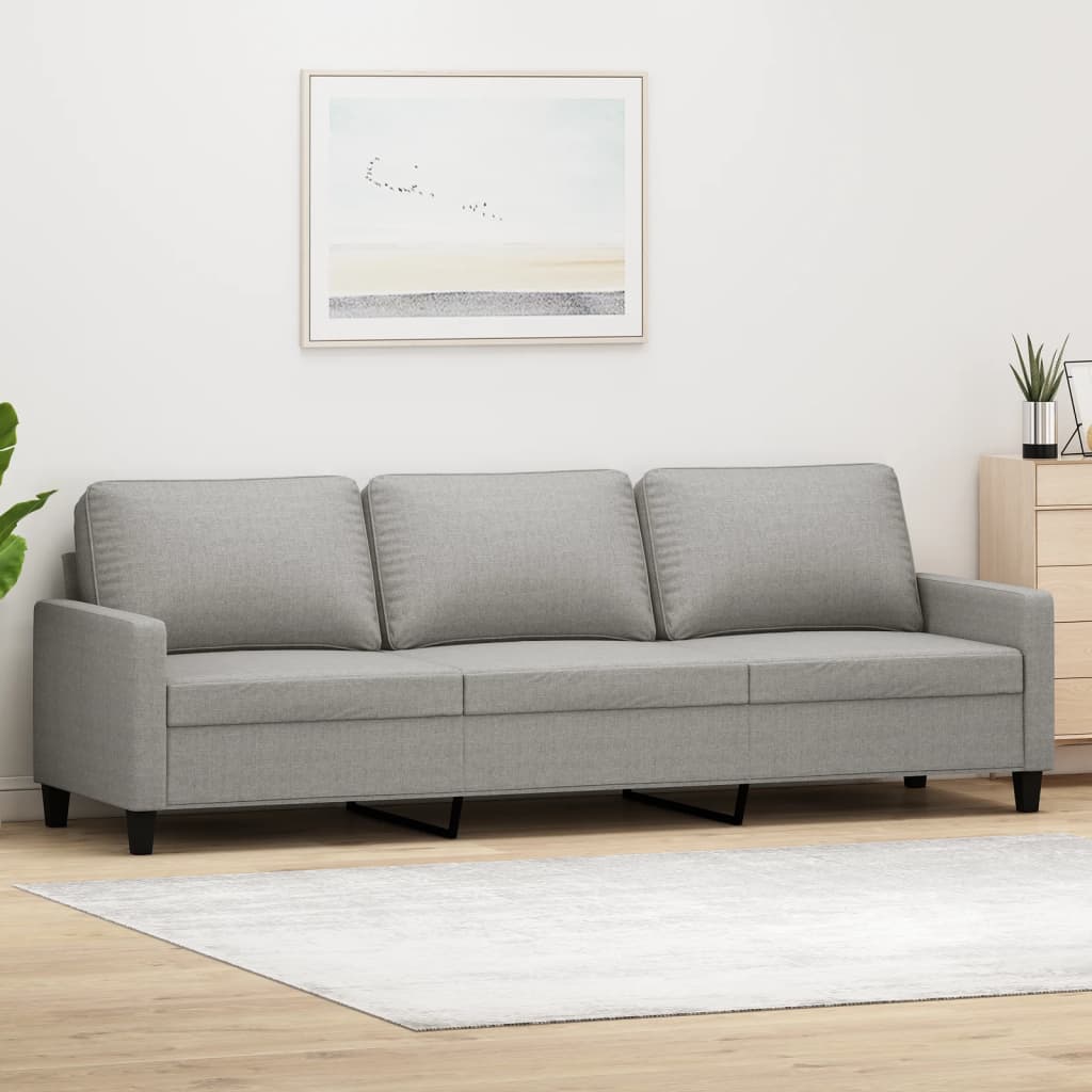 vidaXL Trivietė sofa, šviesiai pilkos spalvos, 210cm, audinys