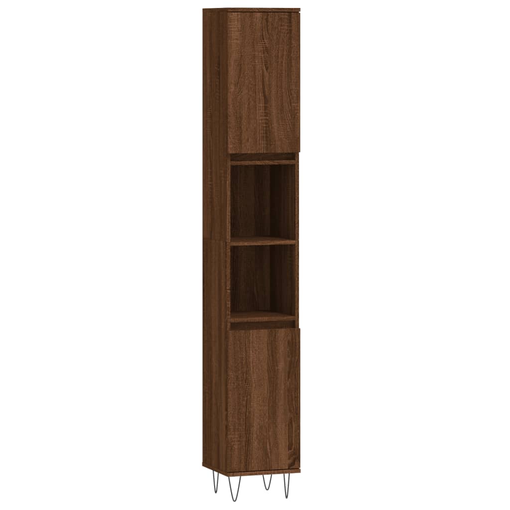 vidaXL Vonios baldų komplektas, 3 dalių, rudas ąžuolo, mediena