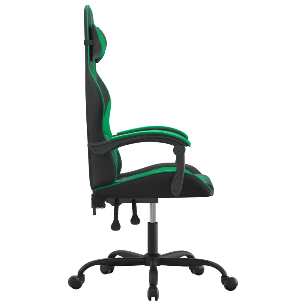 vidaXL Žaidimų kėdė, juodos ir žalios spalvos, dirbtinė oda