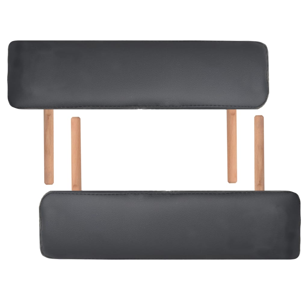 vidaXL Sulankstomo masažo stalo ir taburetės rinkinys, juodas, 2 zonų