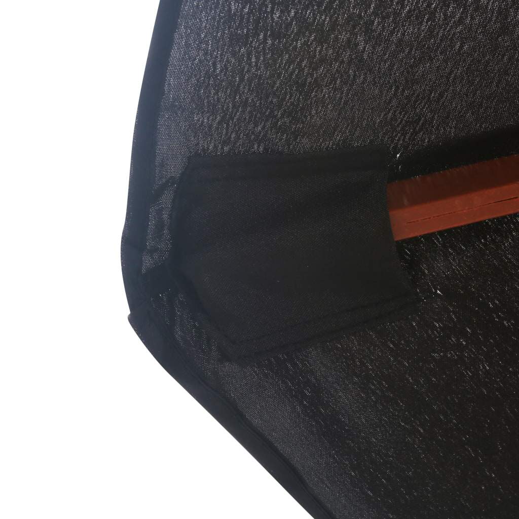 vidaXL Lauko skėtis su mediniu stulpu, juodos spalvos, 350cm