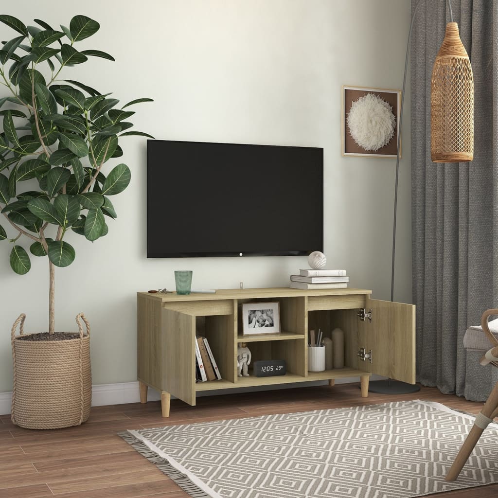 vidaXL TV spintelė su medinėmis kojelėmis, ąžuolo, 103,5x35x50cm