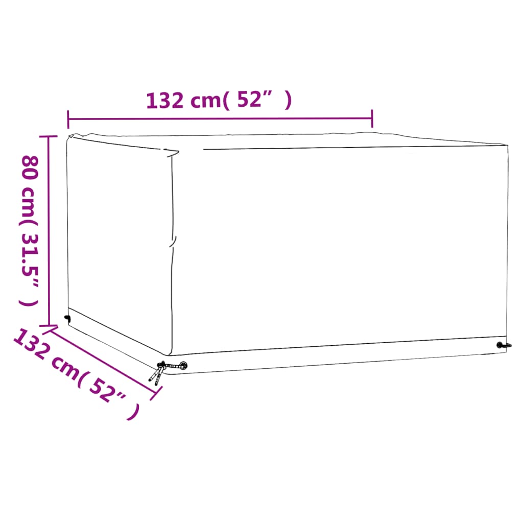 vidaXL Sodo baldų uždangalai, 2vnt., 132x132x80cm, 8 kilputės