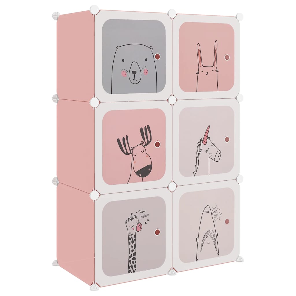 vidaXL Lentyna su 6 kubo formos skyriais vaikams, rožinės spalvos, PP