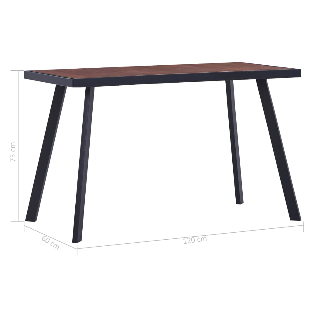 vidaXL Valgomojo stalas, tamsios medienos ir juodas, 120x60x75cm, MDF
