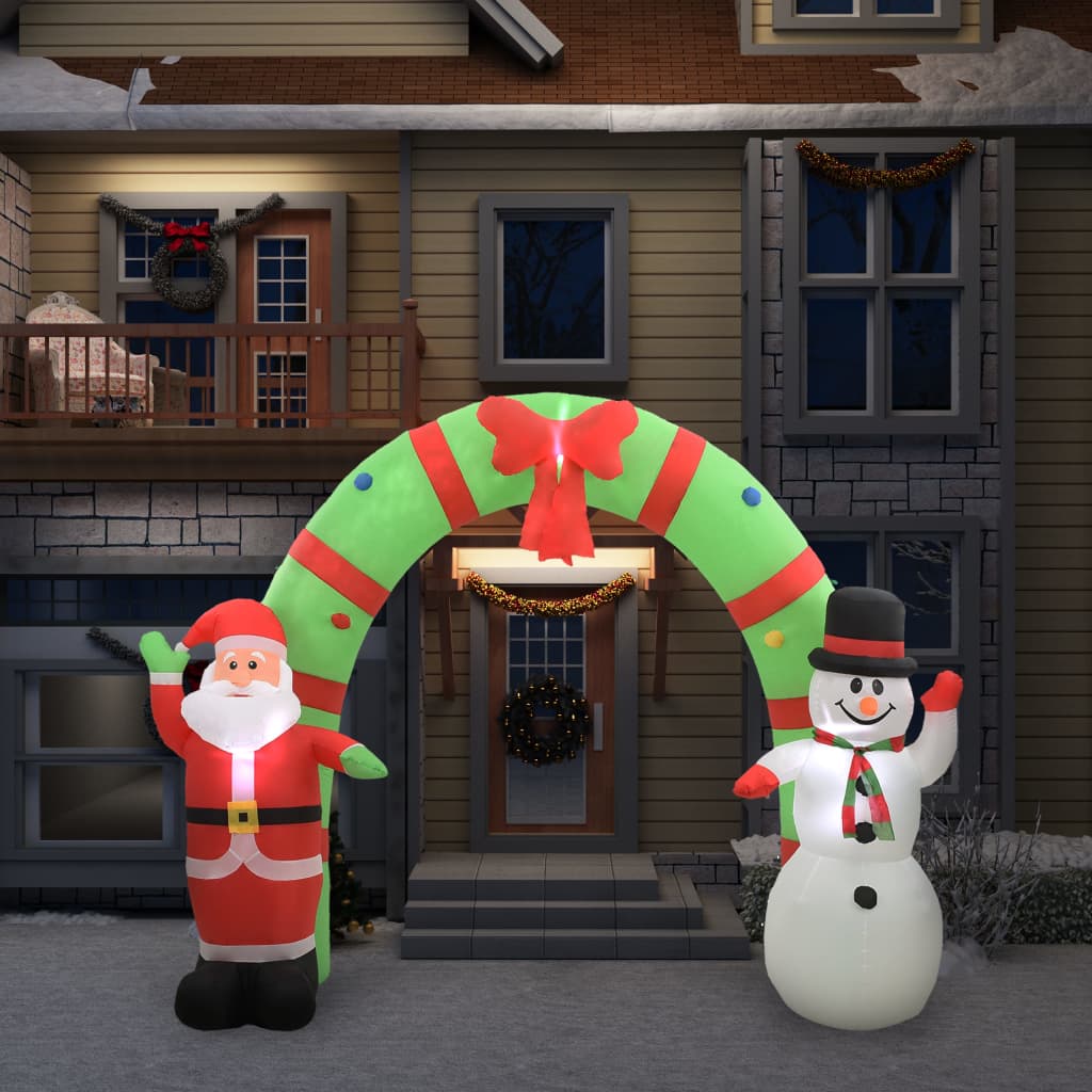 vidaXL Pripučiama arka su Kalėdų Seneliu ir sniego seniu, LED, 223cm