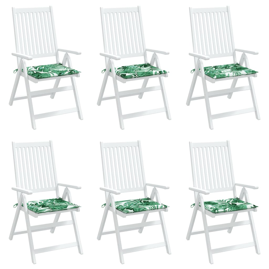 vidaXL Kėdės pagalvėlės, 6vnt., 40x40x3cm, audinys, su lapais