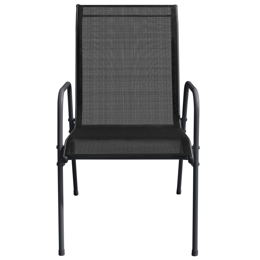 vidaXL Sodo kėdės, 6vnt, juodos spalvos, plienas ir tekstilenas