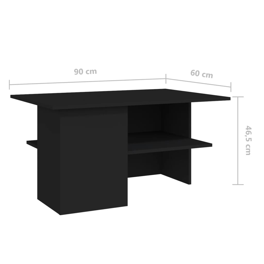vidaXL Kavos staliukas, juodos spalvos, 90x60x46,5cm, MDP