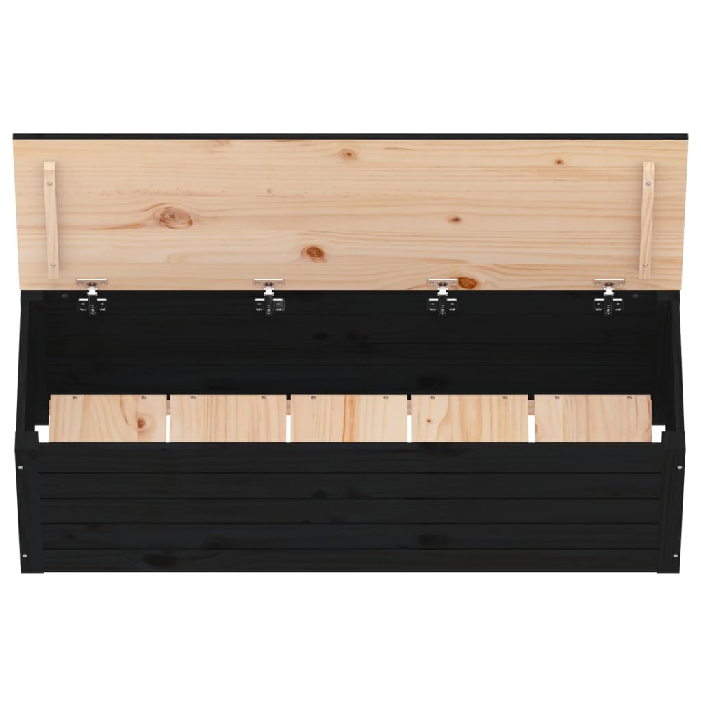 vidaXL Daiktadėžė, juoda, 109x36,5x33cm, pušies medienos masyvas