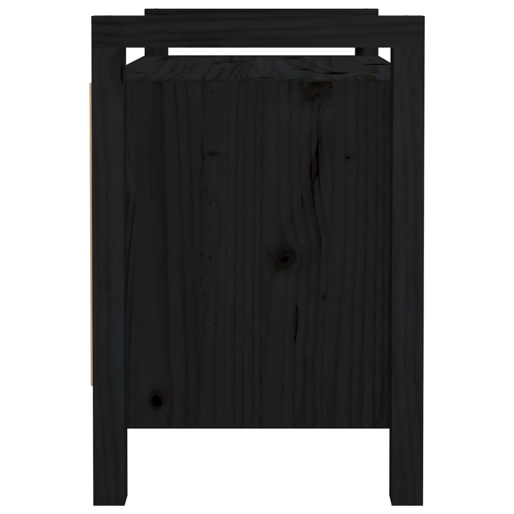 vidaXL Koridoriaus suoliukas, juodas, 80x40x60cm, pušies masyvas