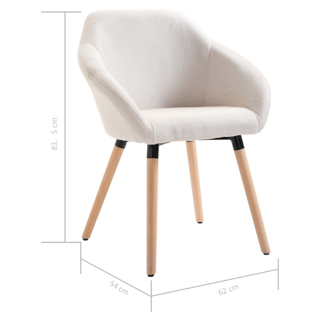 vidaXL Valgomojo kėdės, 4 vnt., kreminės spalvos, audinys (2x283461)