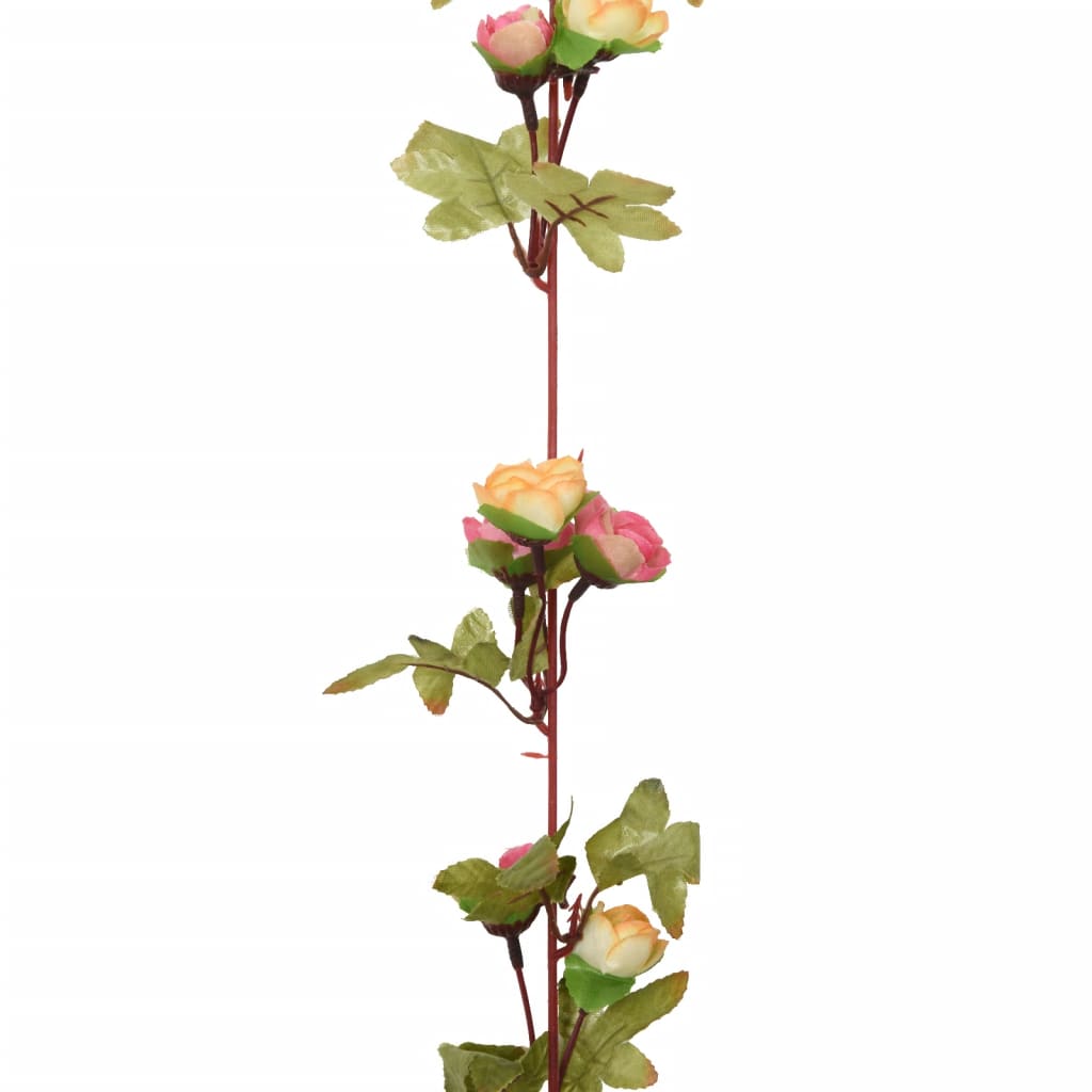 vidaXL Dirbtinių gėlių girliandos, 6vnt., rožinės spalvos, 215cm