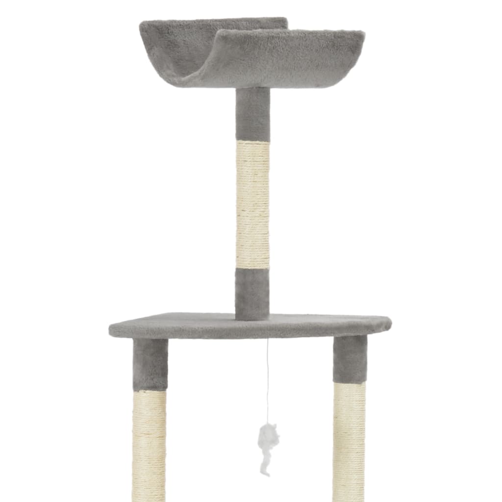 vidaXL Draskyklė katėms su stovu iš sizalio, pilka, 180 cm