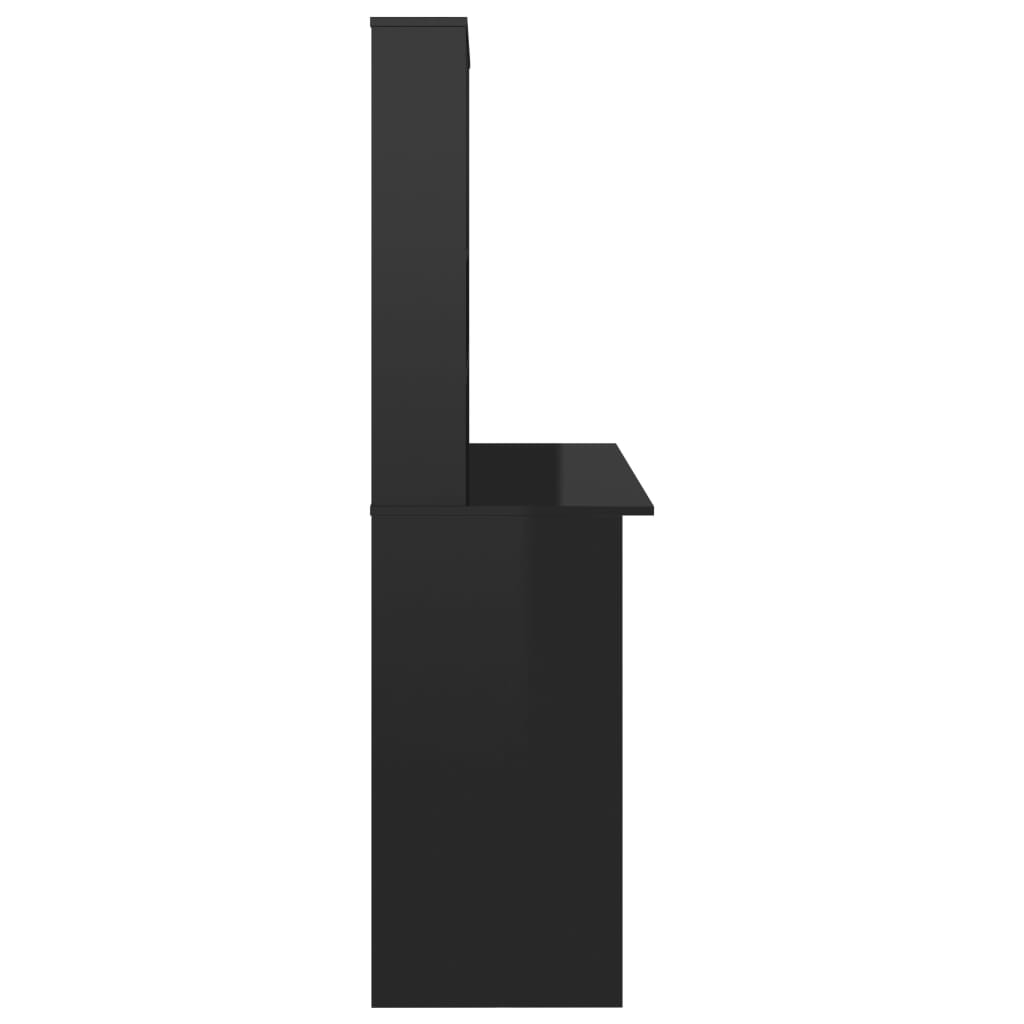 vidaXL Stalas su lentynomis, juodos sp., 110x45x157cm, MDP, l. blizgus