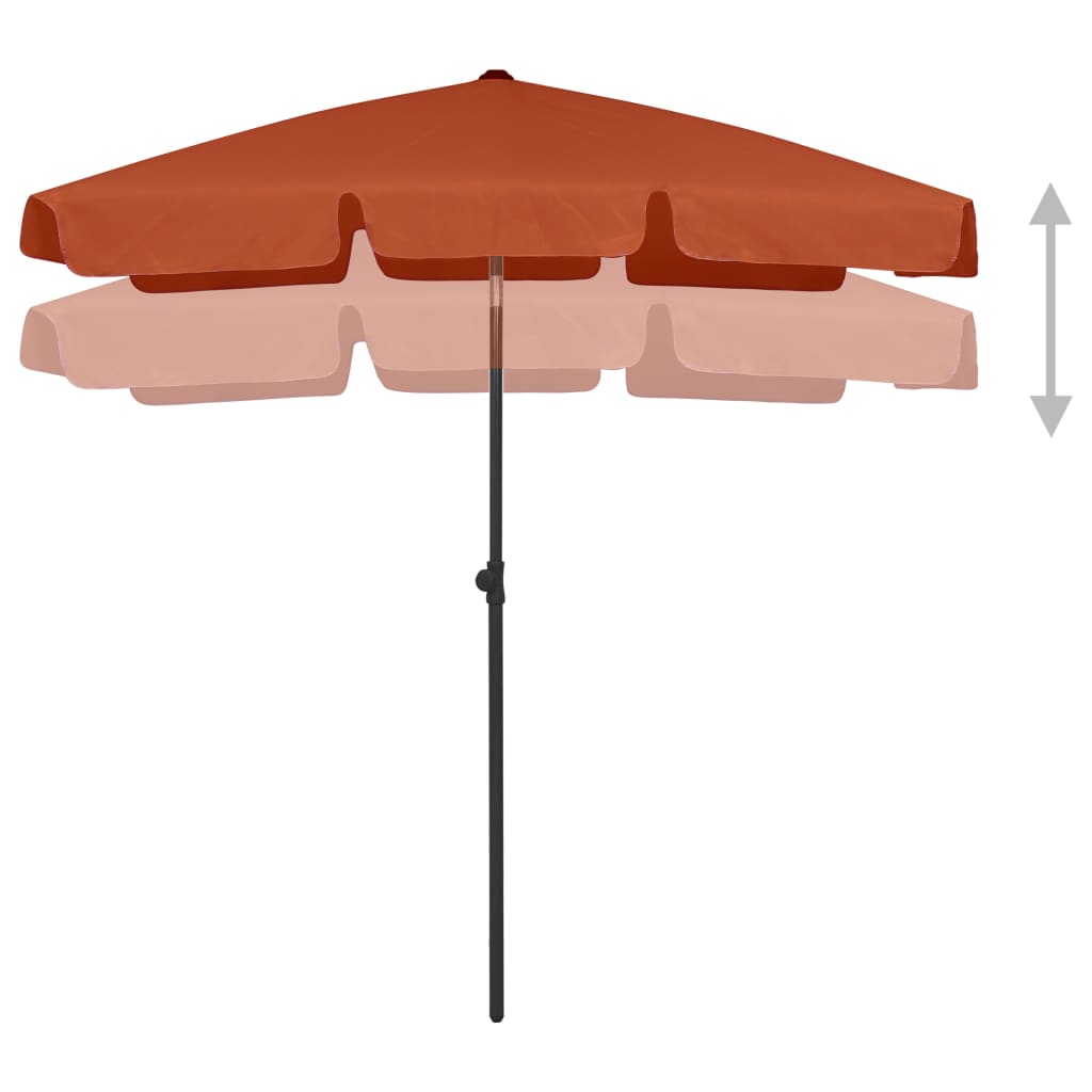 vidaXL Paplūdimio skėtis, terakota spalvos, 180x120cm
