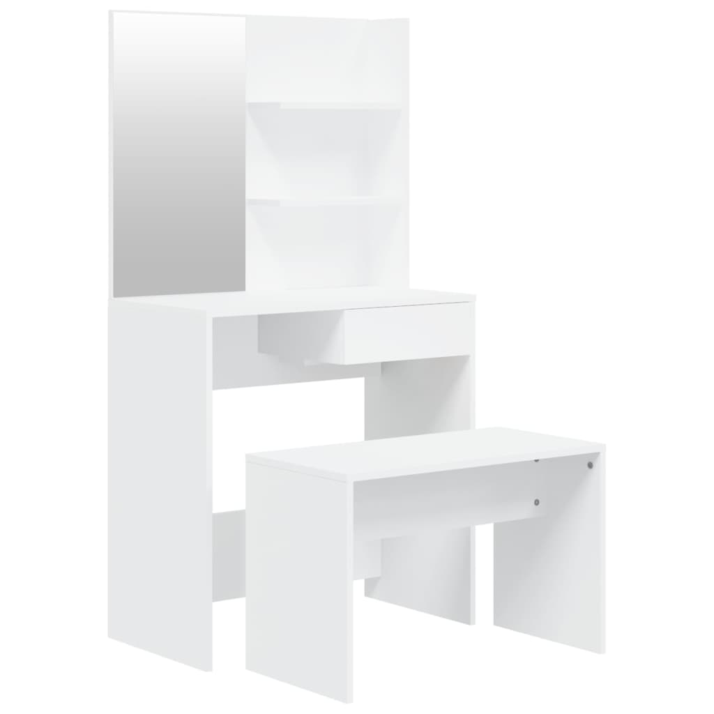 vidaXL Kosmetinio staliuko komplektas, baltos spalvos, 74,5x40x141cm