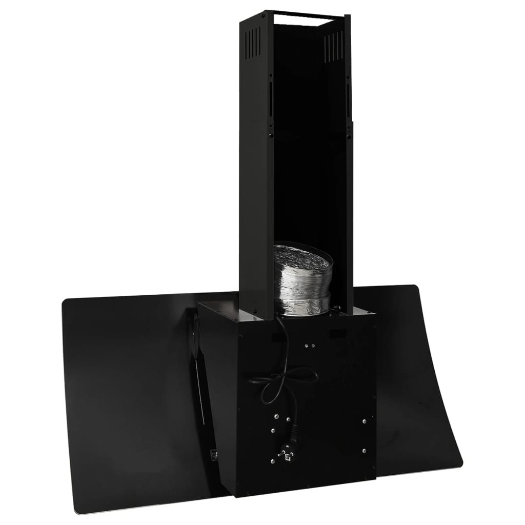 vidaXL Sieninis gartraukis, juodas, 90cm, plienas ir grūdintas stiklas