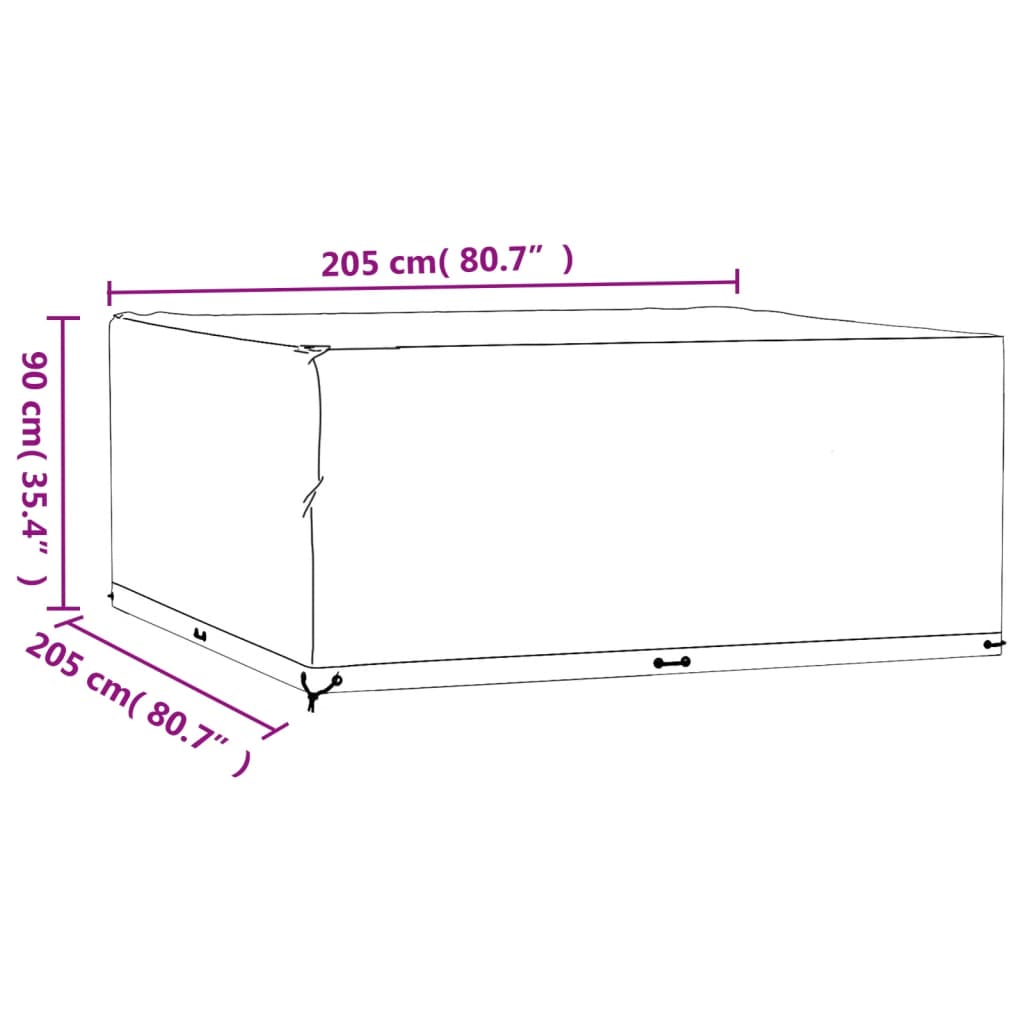 vidaXL Sodo baldų uždangalas, 205x205x90cm, 16 kilpučių, kvadratinis
