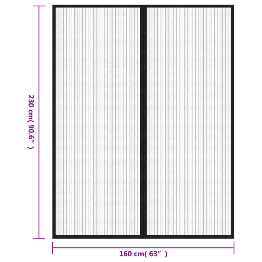 vidaXL Tinkleliai nuo vabzdžių durims, 2vnt., juodi, 230x160cm