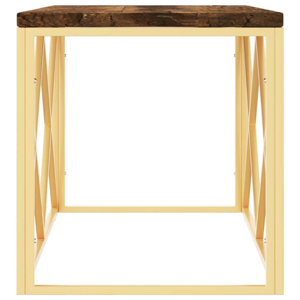 vidaXL Kavos staliukas, nerūdijantis plienas ir perdirbta mediena