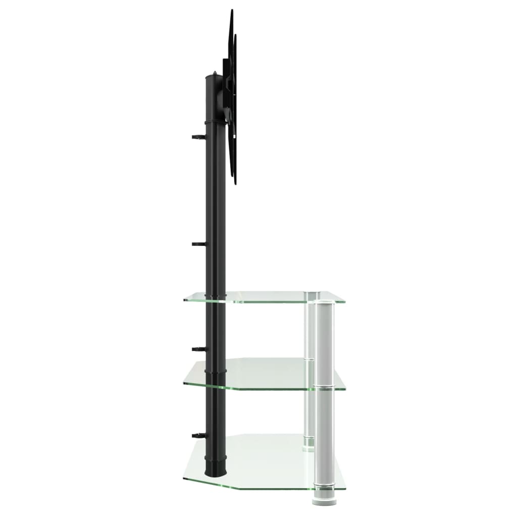 vidaXL Kampinis TV staliukas, 3 aukštų, juodas ir sidabrinis