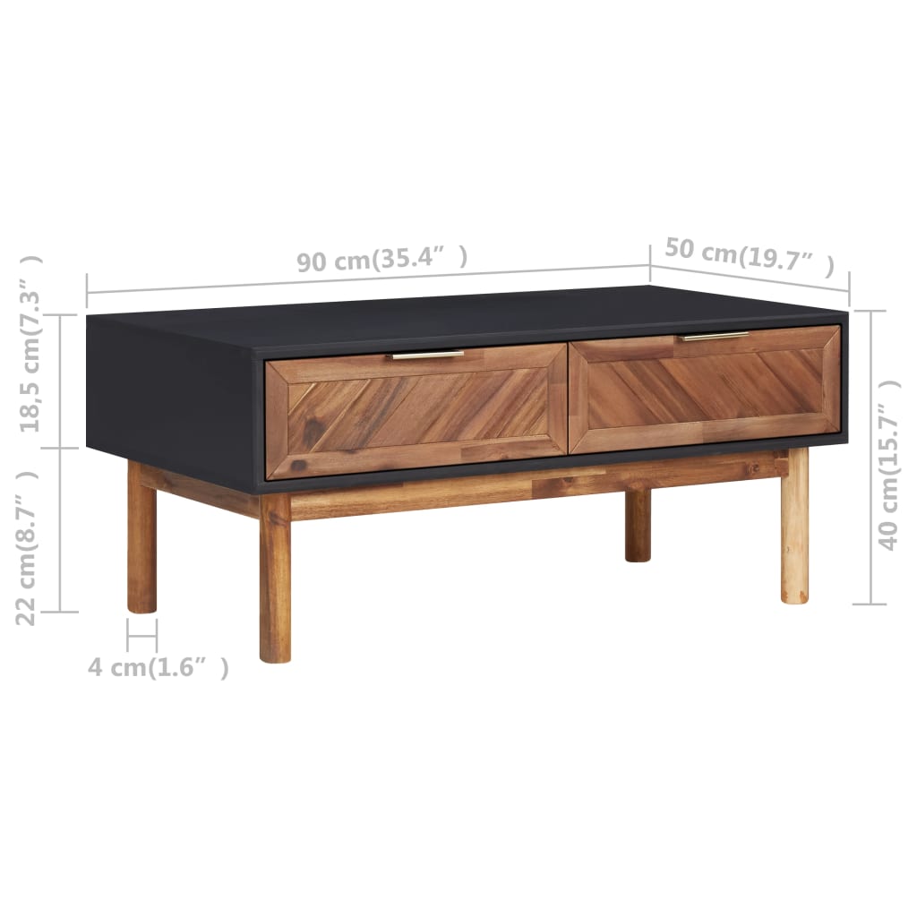 vidaXL Kavos staliukas, 90x50x40cm, akacijos medienos masyvas ir MDF