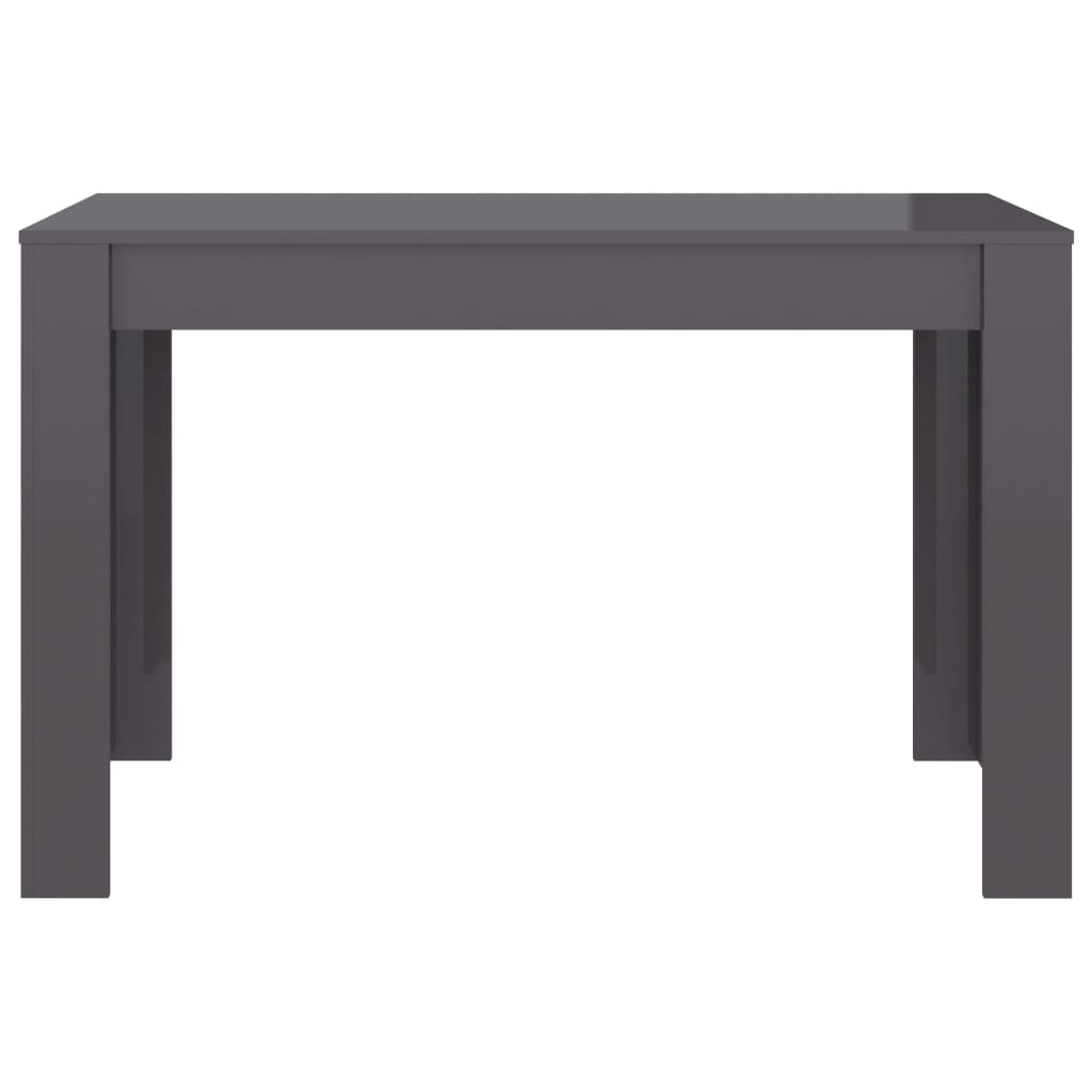 vidaXL Valgomojo stalas, pilkos sp., 120x60x76cm, MDP, labai blizgus