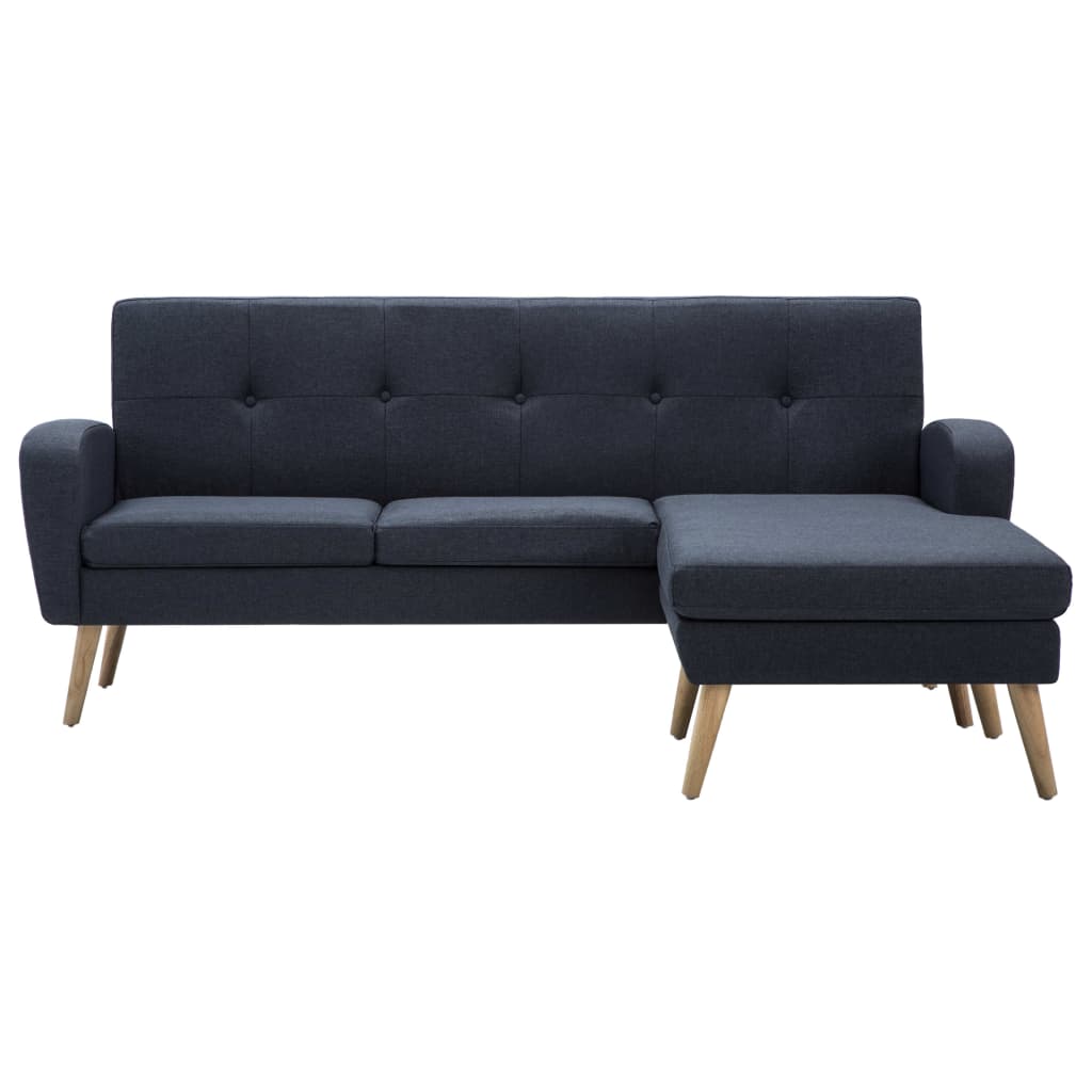 vidaXL L-formos sofa, audinio apmušalas, 186x136x79 cm, tamsiai pilka