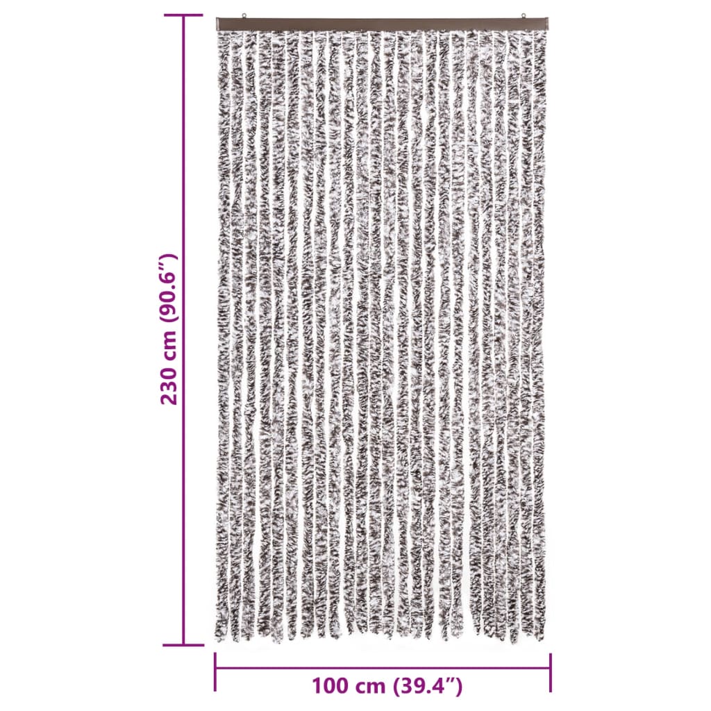 vidaXL Užuolaida nuo musių, ruda ir smėlio, 100x230cm šenilis