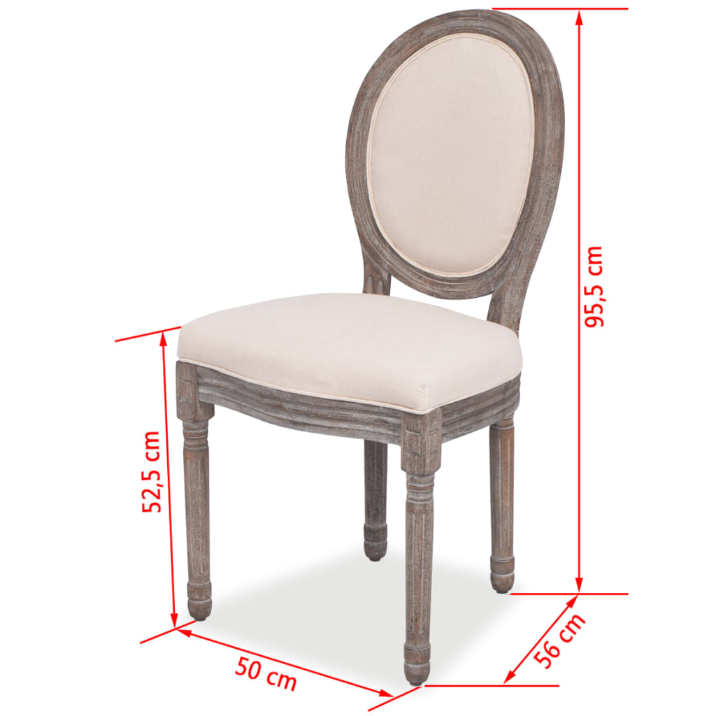 vidaXL Valgomojo kėdės, 2 vnt., kreminės, audinys