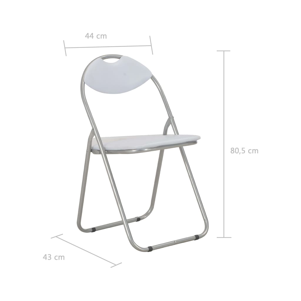vidaXL Sulankstomos valgomojo kėdės, 4vnt., baltos sp., dirbtinė oda