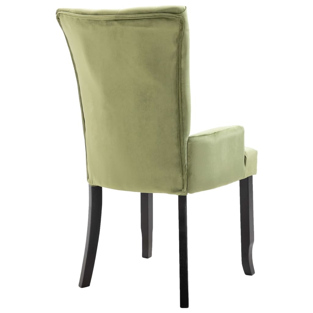 vidaXL Valgomojo kėdės su por., 4 vnt., šviesiai žalios sp., aksomas