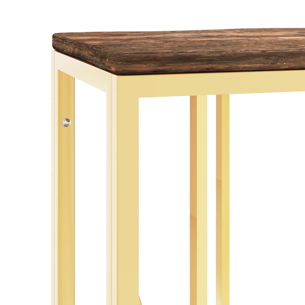 vidaXL Konsolinis staliukas, auksinis, plienas ir perdirbta mediena